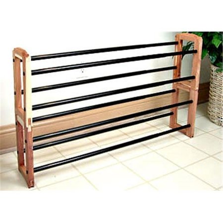 PROMAN Proman CDR8942 Hold N Storage 2 Tier Stackable Cedar Shoe Rack CDR8942